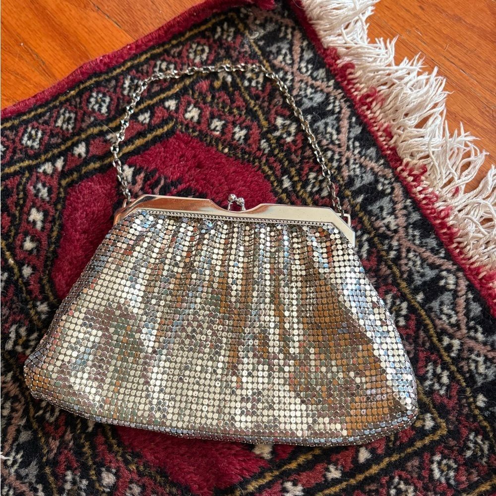 Vintage 1950s Whiting and Davis Silver Metallic Mesh Handbag Evening Formal